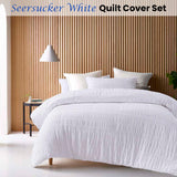 Accessorize Seersucker White Quilt Cover Set Queen - Front View