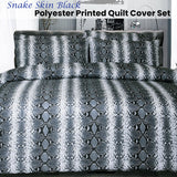 Big Sleep Snake Skin Black Quilt Cover Set Double - Front View