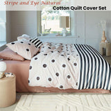 VTWonen Stripe and Eye Natural Cotton Quilt Cover Set King - Front View