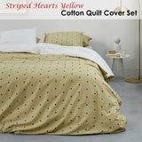 VTWonen Striped Hearts Yellow Cotton Quilt Cover Set King - Front View