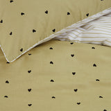 VTWonen Striped Hearts Yellow Cotton Quilt Cover Set King - Side View