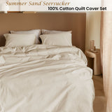 Bedding House Summer Sand Seersucker Cotton Quilt Cover Set King - Front View