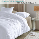 Bedding House Summer White Seersucker Cotton Quilt Cover Set King - Front View