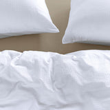 Bedding House Summer White Seersucker Cotton Quilt Cover Set King - Top-Down View