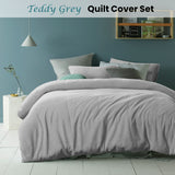 Accessorize Teddy Grey Quilt Cover Set Double - Front View