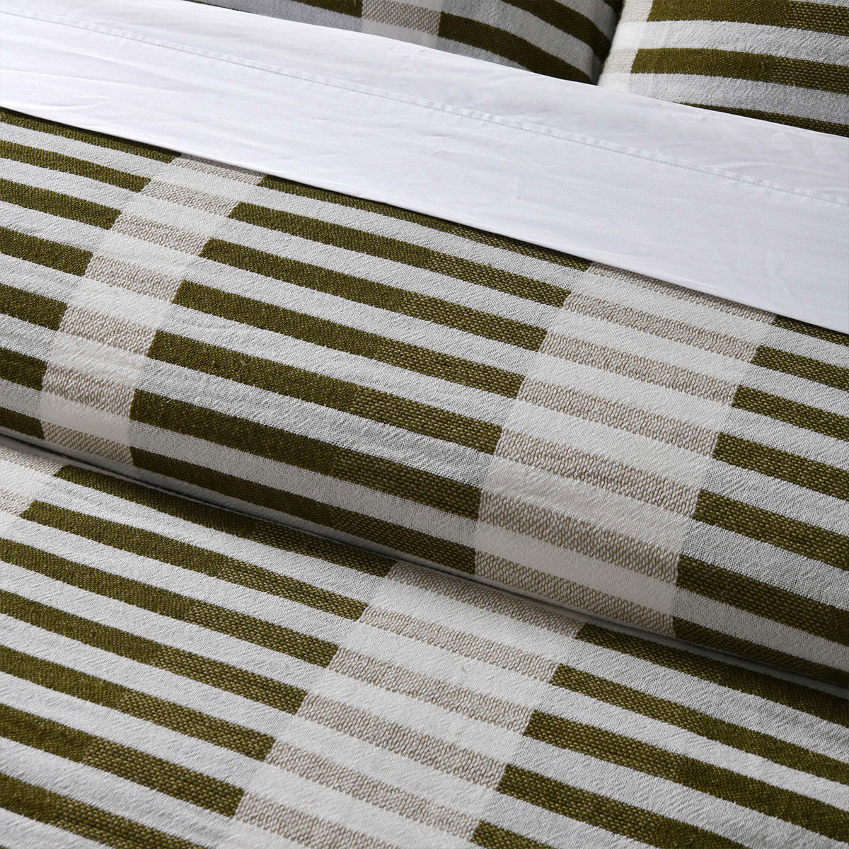 Vintage Design Homewares Tempo Green Cotton Jacquard Quilt Cover Set King