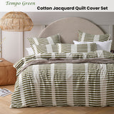 Vintage Design Homewares Tempo Green Cotton Jacquard Quilt Cover Set Queen - Front View