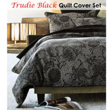 Accessorize Trudie Black Jacquard Quilt Cover Set Single - Front View
