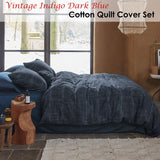 PIP Studio Vintage Indigo Dark Blue Cotton Quilt Cover Set Queen - Front View
