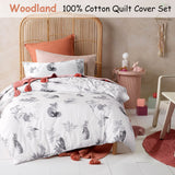 Happy Kids Woodland White Cotton Quilt Cover Set Single - Front View