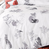 Happy Kids Woodland White Cotton Quilt Cover Set Single - Side View