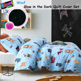 Happy Kids Woof Glow in the Dark Quilt Cover Set Double - Front View