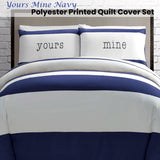 Big Sleep Yours Mine Navy Quilt Cover Set Double - Front View