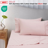 Accessorize 400TC Blush Bamboo Cotton Sheet Set 40cm Wall King - Front View