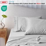 Accessorize 400TC Grey Bamboo Cotton Sheet Set 40cm Wall Single - Front View