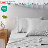 Accessorize 400TC Grey Bamboo Cotton Mega / Super Sheet Set 50cm Wall Queen - Front View