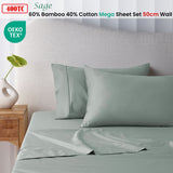 Accessorize 400TC Sage Bamboo Cotton Mega / Super Sheet Set 50cm Wall King - Front View