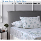 Accessorize Cotton Flannelette Sheet Set Flower Bunch Light Blue Single - Front View