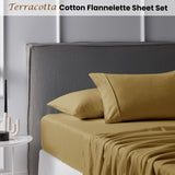Warm Terracotta Cotton Flannelette Sheet Set with 40cm Wall for Queen Beds - Front View