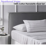 Accessorize Cotton Flannelette Sheet Set Weathered Stripe - Single - Front View