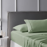 Warm Sage Cotton Flannelette Sheet Set with 40cm Wall for Queen Beds