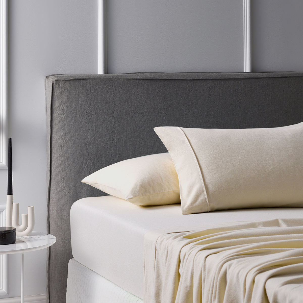 Warmth & Style: Accessorize Queen Cotton Flannelette Sheet Set in Creamy Wall Stone