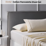 Warmth & Style: Accessorize Queen Cotton Flannelette Sheet Set in Creamy Wall Stone - Front View