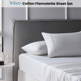 Accessorize Cozy Flannelette Sheet Set in Classic White for Queen Size - Front View