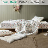 Happy Kids Dino Mania Green Cotton Sheet Set Single - Front View
