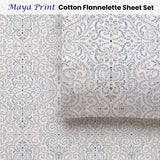 Accessorize Cotton Flannelette Sheet Set 40cm Wall Maya Print Queen - Front View