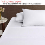 Accessorize White/Black Piped Hotel Deluxe Cotton Sheet Set Super King - Front View