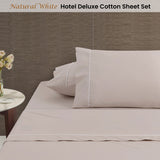 Luxurious White and Natural Piped Cotton King Sheet Set by Accessorize - Front View