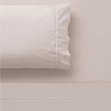 Luxurious White and Natural Piped Cotton King Sheet Set by Accessorize - Side View