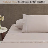 Accessorize White/Natural Piped Hotel Deluxe Cotton Sheet Set Super King - Front View