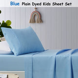 Happy Kids Blue Plain Dyed Microfibre Sheet Set King Single - Front View