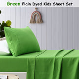 Happy Kids Green Plain Dyed Microfibre Sheet Set Double - Front View