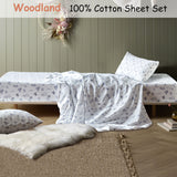 Happy Kids Woodland White Cotton Sheet Set Double - Front View