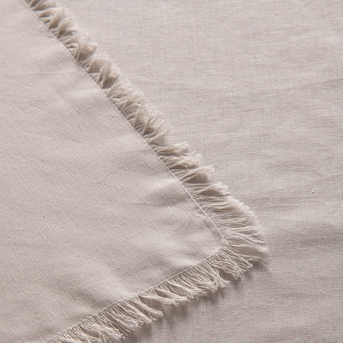 Natural Fringed Vintage Linen Cotton Tablecloth for Dining - 130cm x 180cm