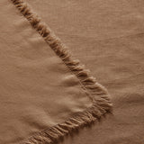 Terracotta Gypsy Fringed Linen Cotton Tablecloth for Vintage Dining - 150cm x 230cm - Side View