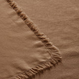 Terracotta Fringe Washed Linen Cotton Tablecloth for Vintage-Inspired Dining - 150cm x 300cm