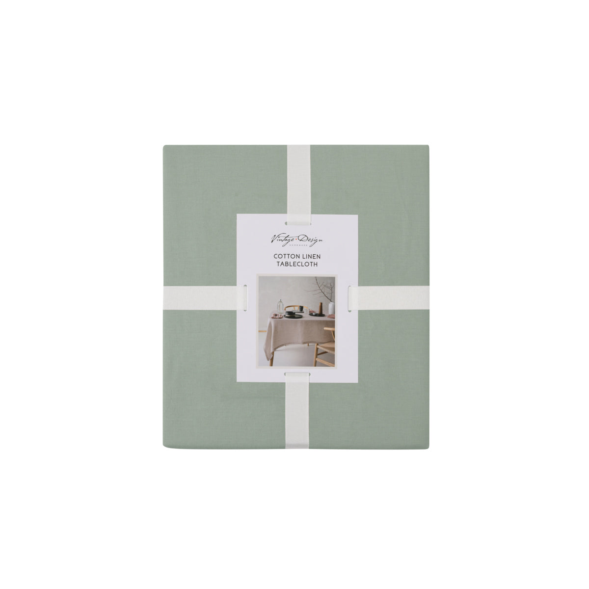 Helm Green Washed Linen Cotton Tablecloth for Vintage Dining - 150cm x 275cm