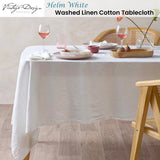 Vintage Design Homewares Helm White Washed Linen Cotton Tablecloth 150cm x 275cm - Front View