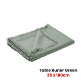 Chic Gypsy Green Washed Linen Cotton Table Runner - 35 x 180cm