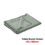 Chic Gypsy Green Washed Linen Cotton Table Runner - 35 x 180cm - Front View