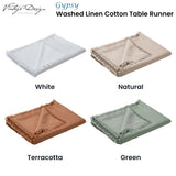 Gypsy Vintage Washed Linen Cotton Table Runner - 35 x 180cm with Delicate Fringe
