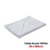 Vintage Design Homewares Gypsy White Washed Linen Cotton Table Runner 35 x 180cm - Front View
