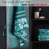 Bedding House Van Gogh Fleurir Blue Bath Towel - Front View