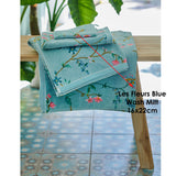 PIP Studio Les Fleurs Cotton Wash Mitt Blue - Front View