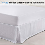 Vintage Design Homewares White French Linen Valance 35cm Wall Super King - Front View