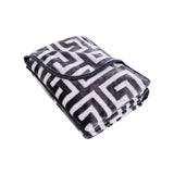 Charcoal 800GSM Greek Key Design Premium 1 Ply Mink Blanket for Queen Size Comfort